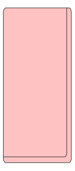 The image shows a pink rectangle with rounded corners on its right side against a gray background.