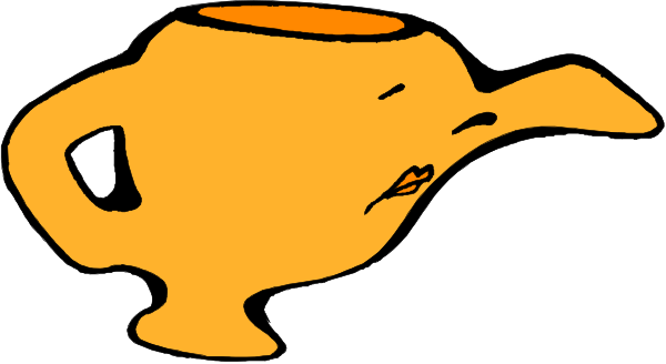 The image shows a cartoon of an orange pitcher with two handles on either side pouring water into another container that is out of frame.