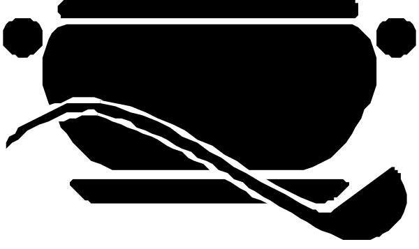 The image shows a black silhouette of an abstract shape that resembles a stylized bird flying over water with waves below it against a dark background.