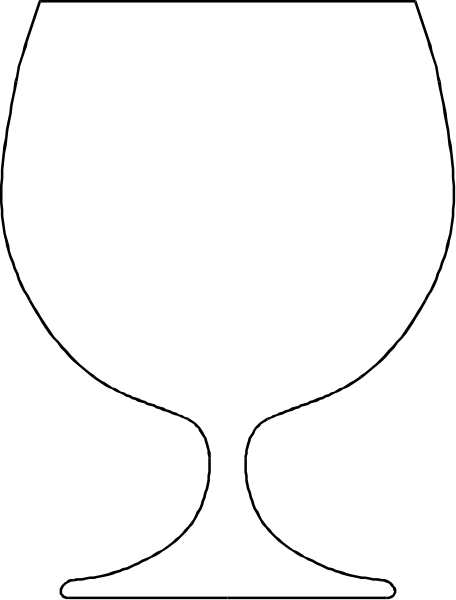 The image shows a simple black silhouette of an empty wine glass on what appears to be a white background with no additional details provided about any other elements in this clip-art representation.