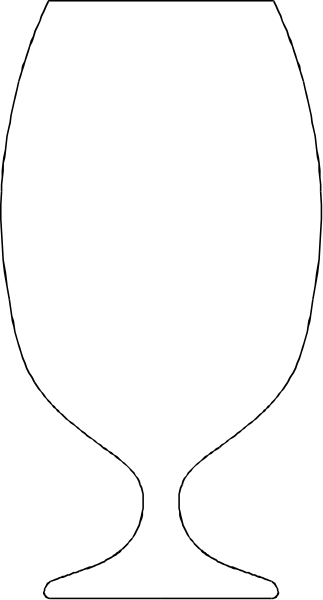 The image shows a white wine glass with two handles on either side of it against a black background.