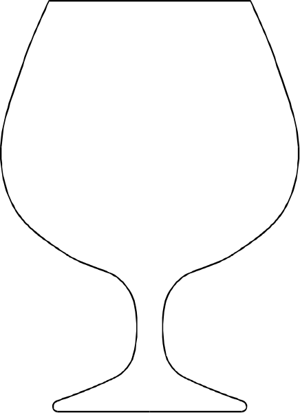 The image shows a wine glass with an outline of its shape against a black background on the left side; there is no detail about any other elements in this clip-art picture as it only features one object—the silhouette of a wineglass.