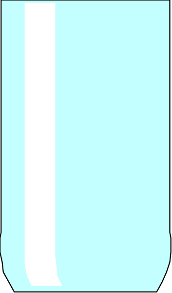 The image shows a tall blue vase with white stripes on it against a gray background.