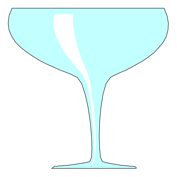 The image shows a simple graphic of an ice bucket with a martini glass inside it on top of what appears to be a bar countertop against a black background.