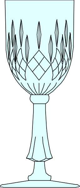 The image shows a tall glass vase with intricate designs on it placed against a dark background.