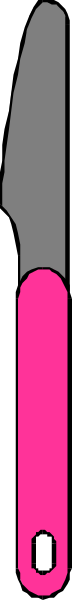 The image shows a pink knife with black handle on top of gray surface against white background.
