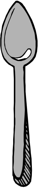 The black and white illustration shows a spoon peeking out from behind what appears to be an opaque surface with checkered patterns on it.