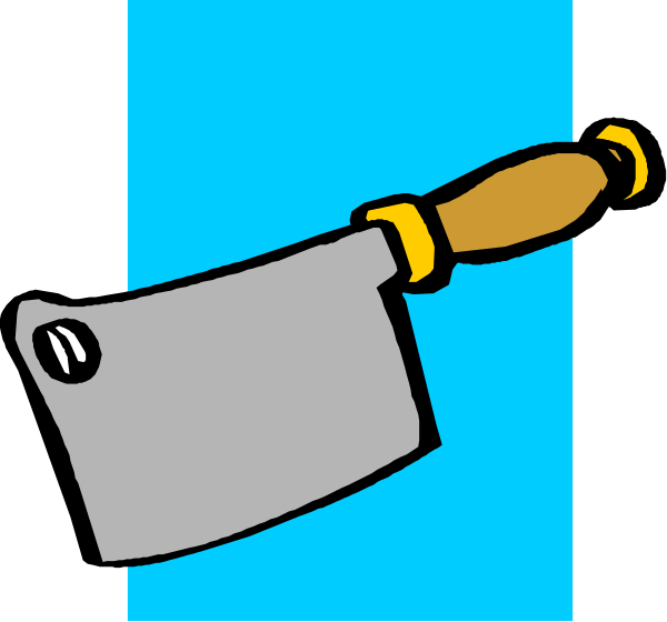 The image shows a cartoon depiction of an axe with its blade pointing upwards on what appears to be a blue background; there is no other object in sight.