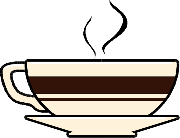 The image shows a coffee cup with steam rising from it on top of what appears to be an espresso machine.