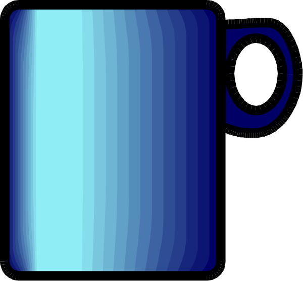 The image shows two coffee mugs placed side by side against a blue background with no other discernible elements present.