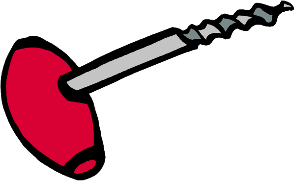 The image shows a hammer with nails sticking out of it on top of two screws that appear to be attached together by their heads in an unconventional manner against a plain background.