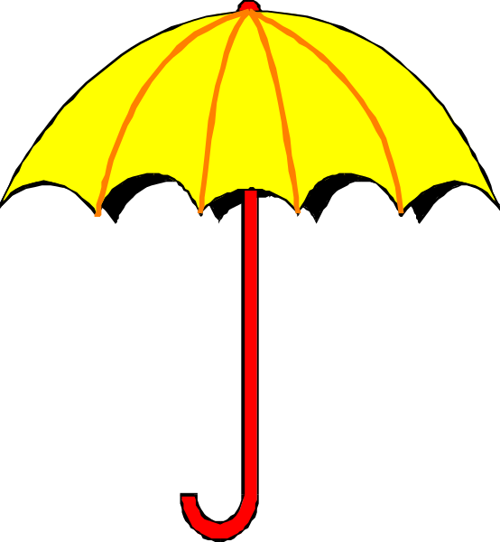 The image shows a yellow umbrella with an open canopy against a black background on the left side of the frame.