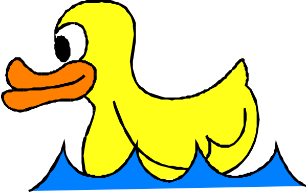 The image shows a cartoon of two ducks swimming on water with their heads above it; there is no text present in this clip-art illustration.