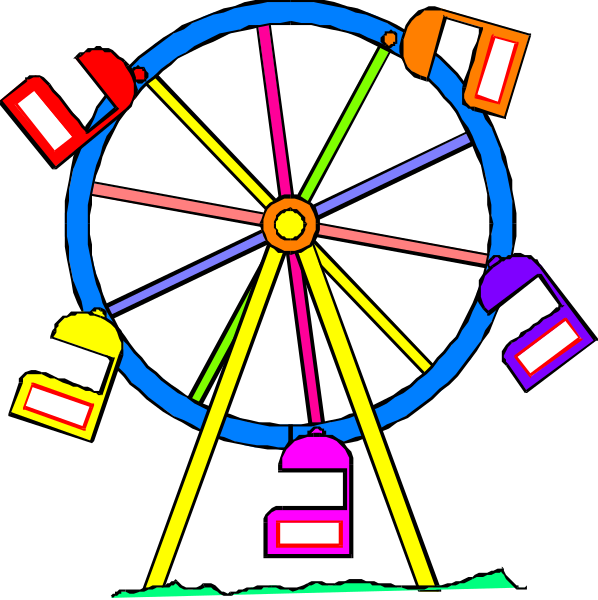 The images show a colorful carousel with various signs on it against two different backgrounds: black for top left image; white for bottom right image.