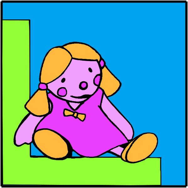 The image shows a cartoon of two children sitting on steps with blue backgrounds; there is no text present within this clip-art illustration.
