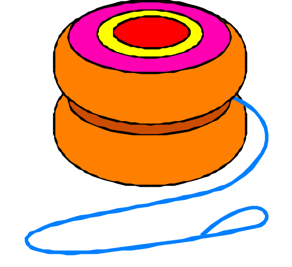 The image shows a colorful cartoon depiction of an old vinyl record player with two records on it: one orange and another pink; there is also a blue string attached to the top left corner of the turntable, suggesting that someone might be playing music or about to play some tunes.