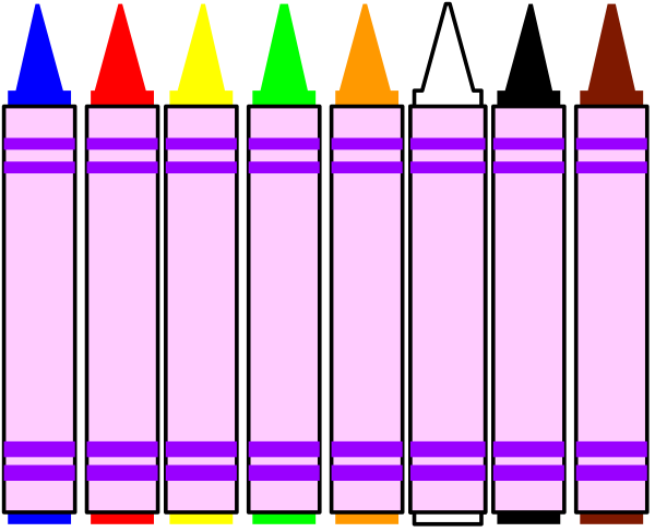 The image shows a row of colorful crayons with their corresponding colored caps on top against a dark background.