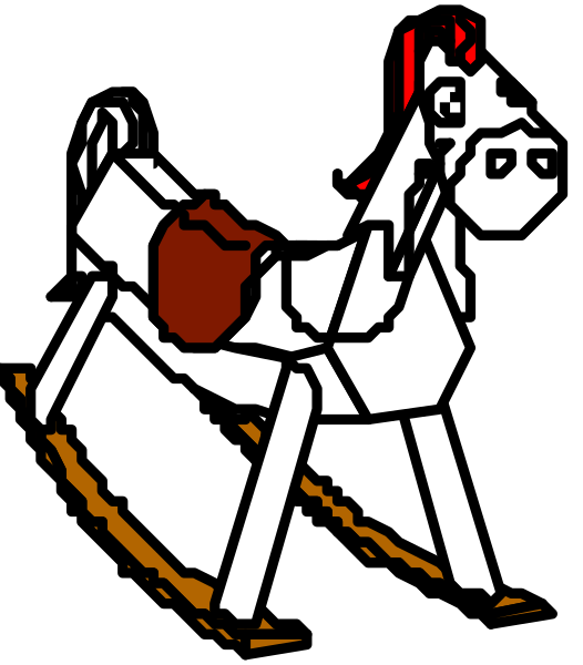 The image shows a black horse with white spots standing on its hind legs as if it's walking upright like a human being in front of an orange background.