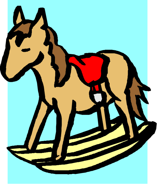 The image shows a cartoon of an animated horse standing on top of a surfboard with its head turned to look at something off-screen.