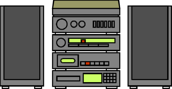 The image shows a gray electronic control panel with various buttons and switches on it against an industrial background that includes machinery parts such as gears and pipes in shades of brown and black.