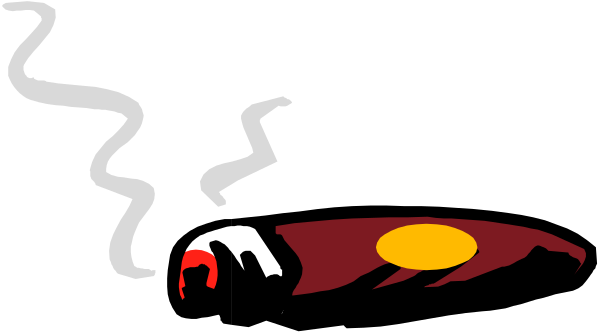 The black background features a cartoon depiction of smoke rising from an object that resembles a cigarette lighter with flames on top; to its right is what appears to be a small red flame atop another, darker shape which could represent something burning or being lit by fire.
