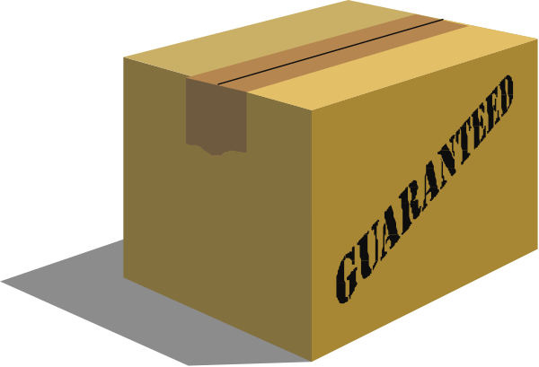 The image shows a brown cardboard box with "GUARANTEED" written on it placed against a white background.