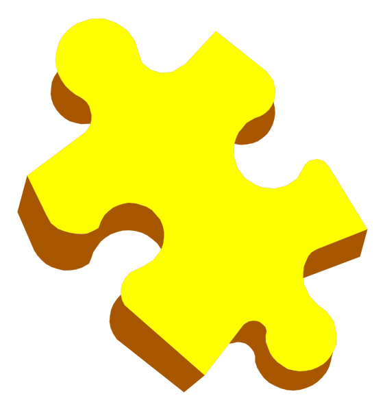 The image shows a yellow puzzle piece against a black background with no other discernible elements present.