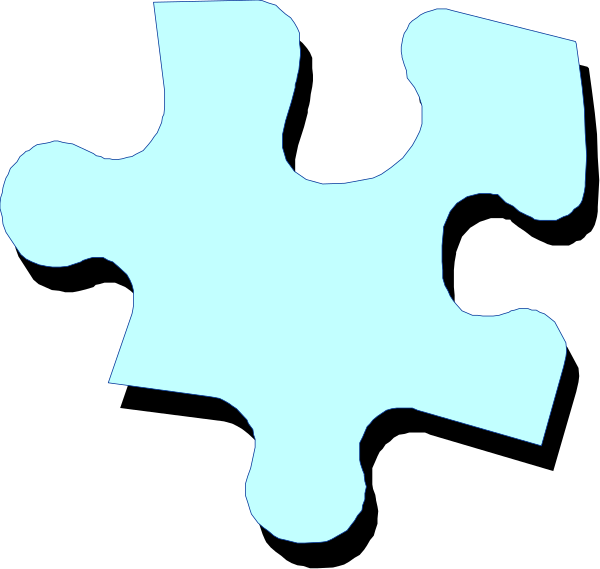 The image shows a blue puzzle piece with another smaller puzzle piece inside it against a black background.