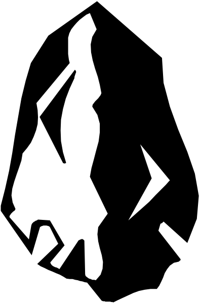 The black and white silhouette of a person holding an umbrella against raindrops with lightning bolts above them in front of trees on what appears to be a stormy night sky.