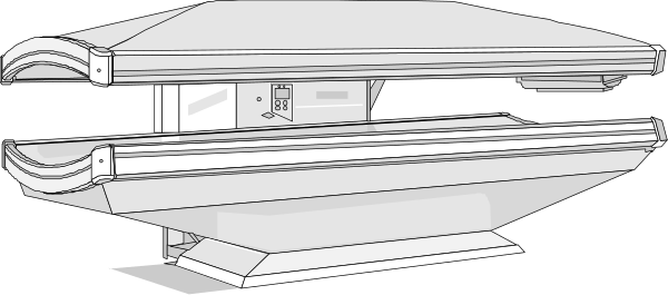 The black and white illustration shows a large metal detector with an open top on display at what appears to be a museum exhibit.