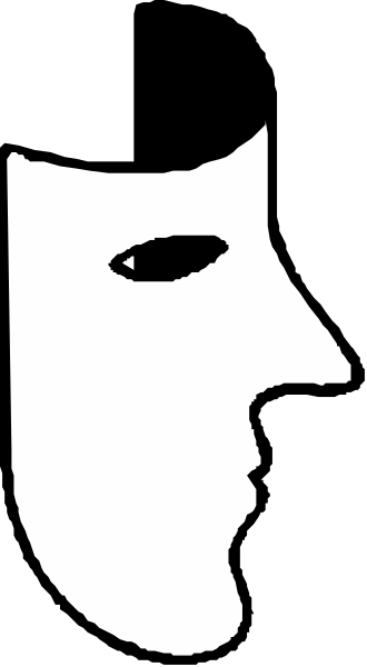 The black and white silhouette of a person's face with an eye on each side.