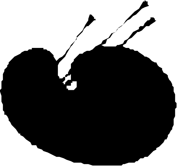 The black background of a computer screen with an icon that resembles a white bird flying to its right side on top left corner.