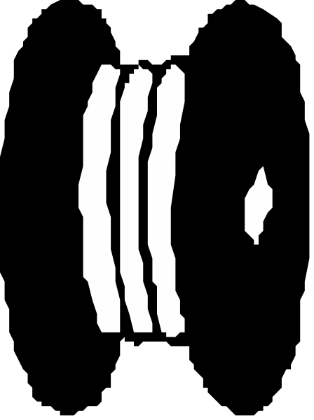The image shows a black and white photo of an object that appears to be a speaker with sound waves emanating from it on one side and what looks like a microphone symbolizing audio input on the other, set against two different backgrounds: gray for the left half and darker grey or brownish tone for the right.