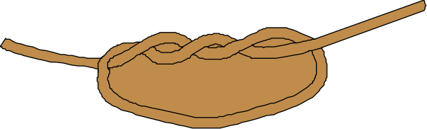 The image shows a rope with two loops tied together at each end forming an "X" shape against a gray background.