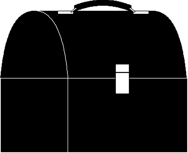 The black and white silhouette of a house with three windows on its side.