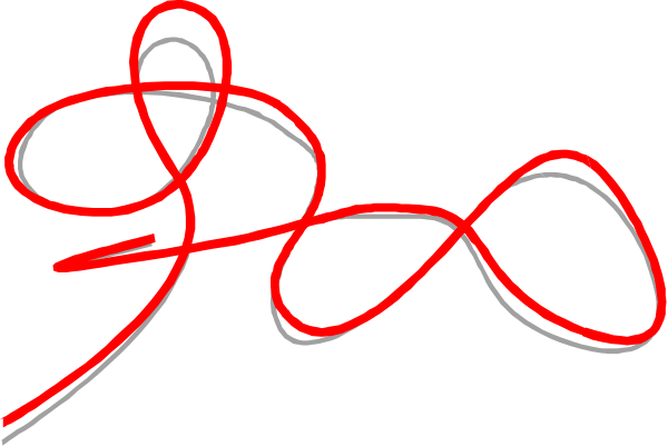 The image shows a red scribble that resembles handwriting on black background with no other discernible elements present in it.