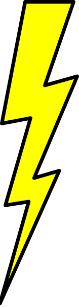 The image shows a lightning bolt with yellow stripes on it against a gray background.