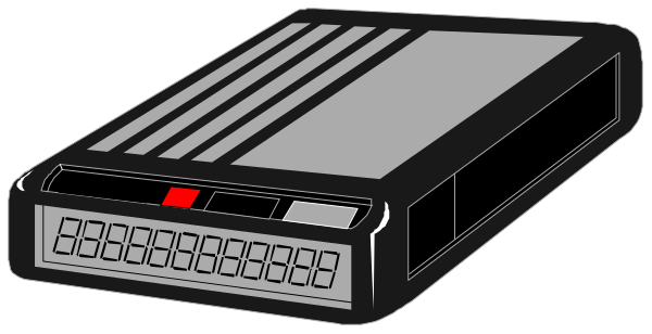 The image shows a black Nintendo Game Boy with buttons on its side next to an unplugged power adapter.