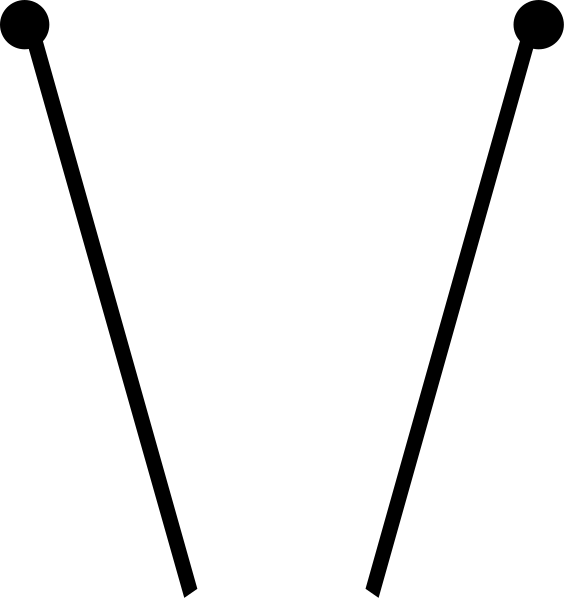 The image shows a simple black and white line drawing of three vertical rectangles with varying heights from top to bottom against an untextured background.