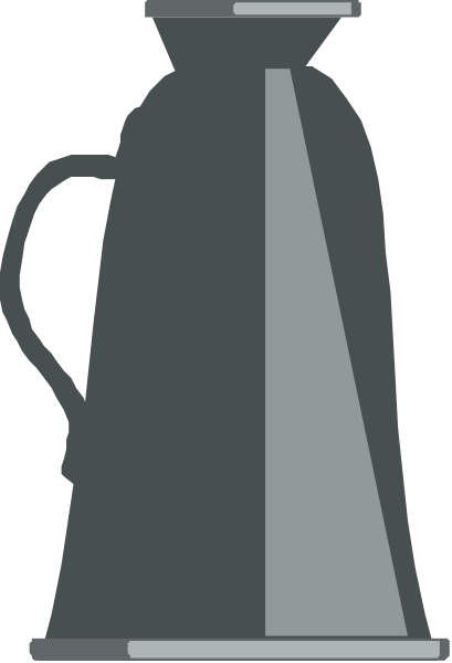 The image shows a black coffee pot with two handles on top of it against a white background.