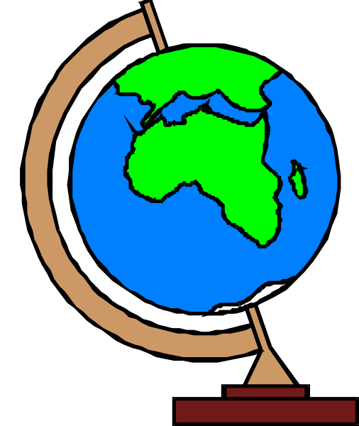 The image shows a stylized representation of Earth on an axis with two poles at either end; it is set against a black background that resembles space.