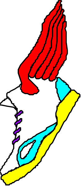 The image shows a stylized graphic of an open flame with red at its base transitioning to yellow towards the top right corner against a dark background.
