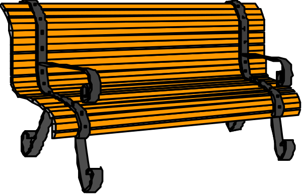 The image shows a cartoon of two benches with orange slats on them placed side by side against an unseen background.
