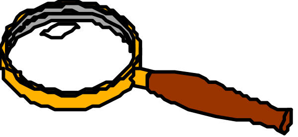 The image shows a cartoon of two eyes with eyebrows looking upwards towards an object that appears to be a magnifying glass in front of them.