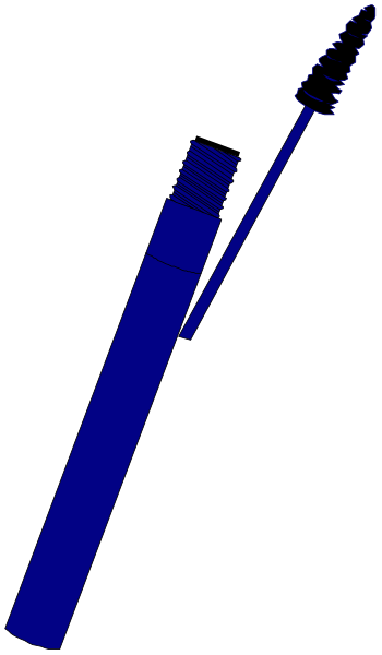 The image shows a blue toothbrush with bristles on top of it against a black background.