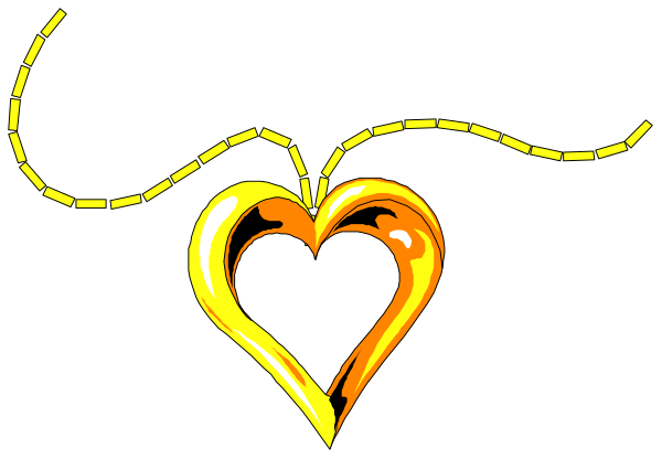 The image shows a black background with an orange heart shape at its center that has two lines extending from it like antennae on either side of the top edge; there is also what appears to be a yellow line curving downward and ending in a small, simple design resembling a smiley face or perhaps just a stylized curve.