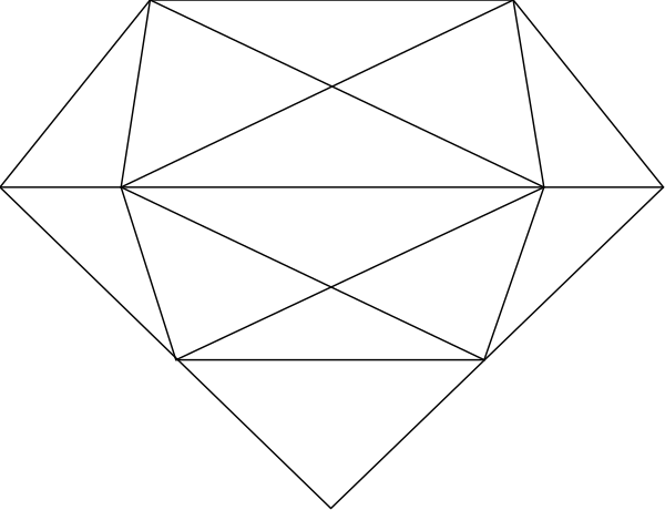 The image shows a black and white geometric pattern with various shapes including triangles and rectangles arranged to form an abstract design that resembles a stylized flower-like shape in its center.