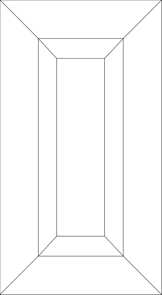 The image shows a simple black and white line drawing of an open doorway with two rectangles on either side representing walls.