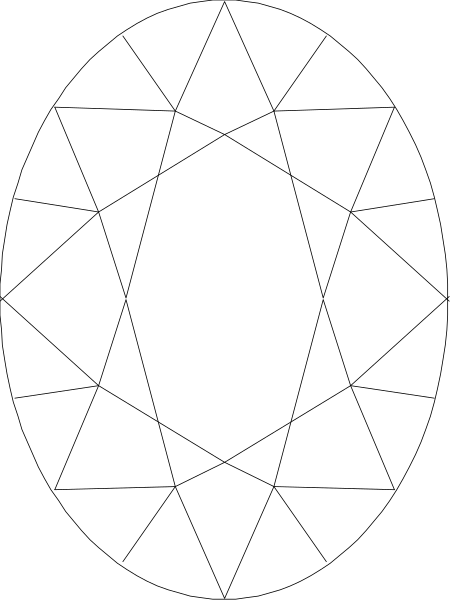 The image shows a black and white illustration of an oval shape with lines radiating from it to form what appears to be a stylized representation of a sunburst pattern around its perimeter.