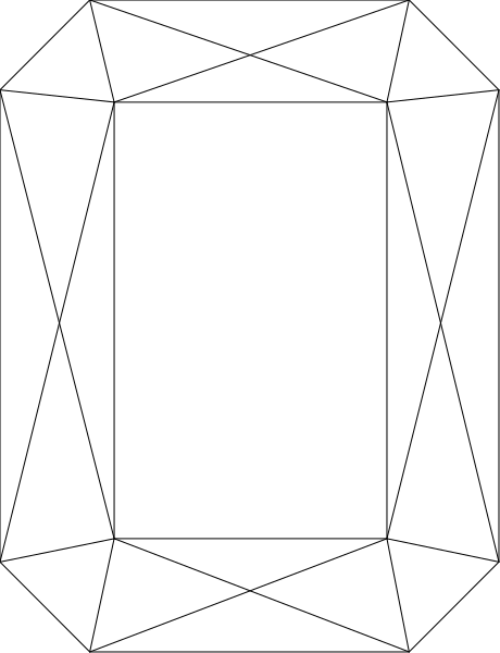 The image shows a simple geometric shape resembling an open book with diamond shapes forming its pages against a white background.